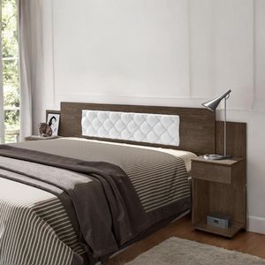 Cabeceira Ajustável Arabella Chocolate Com Capitonê Branco