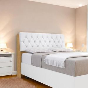 Cabeceira Estofada Yasminne Solteiro Naturalle Com Capitonê Branco