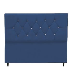 Cabeceira Cama Box Solteiro 90 Cm Geovana Suede azul Marinho