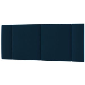 Cabeceira Estofada Cama Box Casal Com Led Moderna 140 Cm veludo Azul Marinho