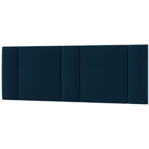 Cabeceira Estofada Iluminação Led Cama Queen Size 160 Cm veludo Azul Marinho