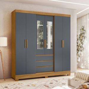 Guarda Roupa Casal Grande Com Espelho 197x212cm Turim Moval F\'eijó/cinza