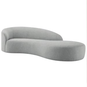 Divã Recamier Orgânico França 200cm Lado Direito Bouclé Adj Decor Cinza