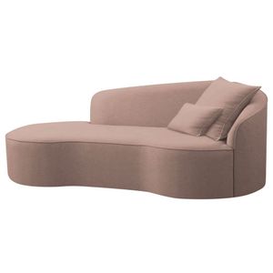 Divã Recamier Curvo Sala De Estar Recepção Inglaterra 200cm Lado Esquerdo Linho Adj Decor Rosê