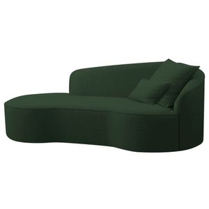 Divã Recamier Curvo Sala De Estar Recepção Inglaterra 180cm Lado Esquerdo Linho Adj Decor Verde
