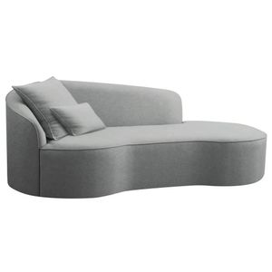 Divã Recamier Curvo Sala De Estar Recepção Inglaterra 200cm Lado Direito Bouclé Adj Decor Cinza