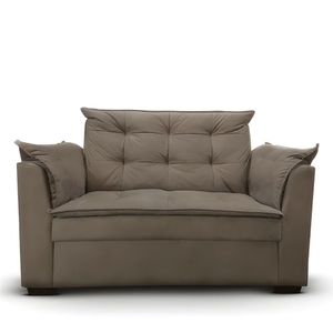 Sofá 2 Lugares Para Sala Moderno Confortável Andreia Suede bege Escuro