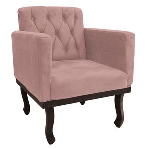 Poltrona Decorativa Classic Pés Luiz Xv Linho - Doce Sonho Móveis Rosê