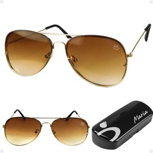 Oculos Sol Feminino Marrom Aço Inoxidavel Aviador Case