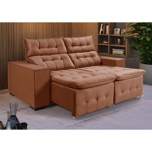 Sofá Retratil Reclinável Pillow 1,90 Veludo Canela Marrom