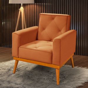 Poltrona Florença Veludo Terracota Laranja