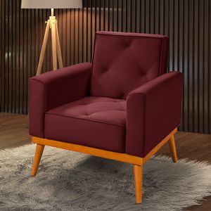 Poltrona Florença Veludo Vinho Roxo