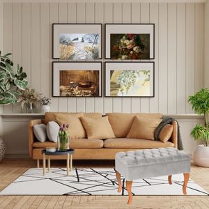Puff Banqueta Soffia Decorativo Captonado Para Sala Ou Quarto Cinza