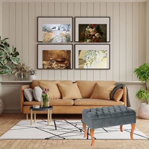 Puff Banqueta Soffia Decorativo Captonado Para Sala Ou Quarto Cinza