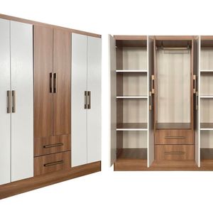Guarda Roupa Casal 6 Portas 2 Gavetas 8 Prateleiras 1 Cabideiro California Manchester Branco