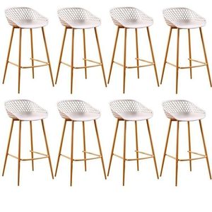 Conjunto Com 8 Banquetas Alta Com Encosto E Apoio Para Pés Clarice Nude