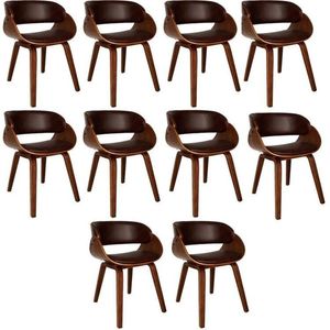 Conjunto Com 10 Cadeiras De Jantar Daniela Marrom