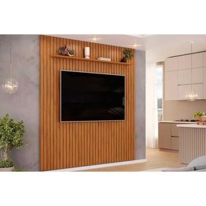 Painel Home P-tv Até 65 Polegadas Pratic Ripado C- Prateleira 223x240cm Freijo Dj Móveis
