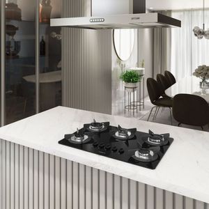 Cooktop 5 Boca Com Mesa De Vidro Safe Preto