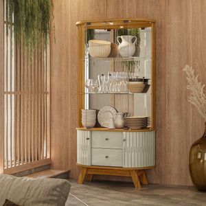 Cristaleira Com Espelho 180x90,6 Moss Cumaru Opala