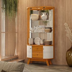 Cristaleira Com Espelho 180x90 6 Moss Cinamomo Off White