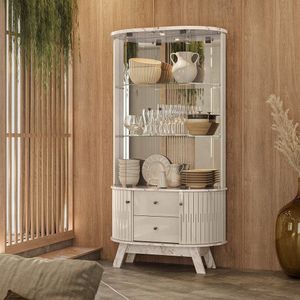 Cristaleira Com Espelho 180x90,6 Moss Calacata Off White