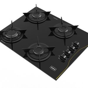 Cooktop Para Cozinha A Gas 4 Queimadores Realce Preto