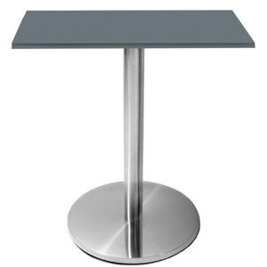 Mesa Beta Inox 75 Cm altura Disco Redondo Tampo Mdp Quadrado 60 Cm Largura X 2,50 Cm Altura Grafito