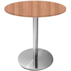 Mesa Beta Inox 75 Cm altura Disco Redondo Tampo Mdp Redondo 80 Cm Largura X 2,50 Cm Altura Noce Naturalle