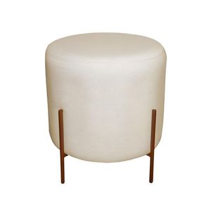 Puff Redondo Decorativo Base Pés De Ferro Luma Bege Base Pés bronze