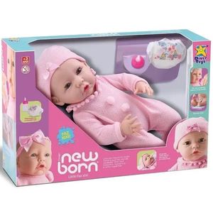 New Born Little Faz Xixi Macacão - Divertoys - Boneca Menina