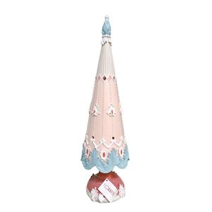 Árvore De Natal Azul Com Rosa C/led 42x14cm Florarte