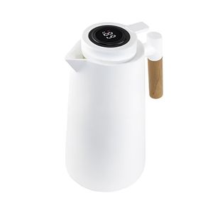 Garrafa Térmica 1l Cabo De Madeira Com Display De Temperatura Para Café E Chá Branco