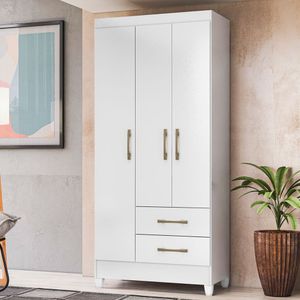 Guarda Roupa de Solteiro com 3 Portas 82x182cm Lima Moval Branco Flex