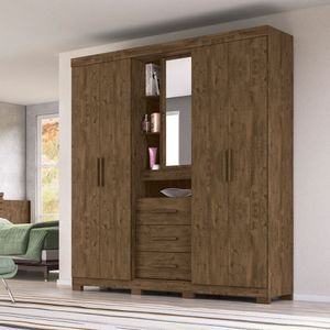 Guarda Roupa 4 Portas 195x212cm Eldorado Moval Castanho