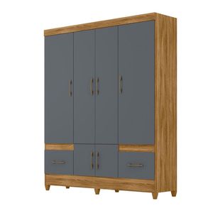 Guarda Roupa 6 Portas 2 Gavetas 165x204cm Ms912 Moval Freijó Cinza