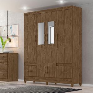 Guarda Roupa com Espelho 165x204cm Ms912 Moval Castanho