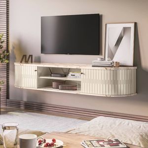 Rack Suspenso Curvo Portas Flexíveis 183x31cm Algarve Madetec Calacata Off White