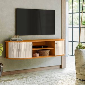 Rack Suspenso Curvo Duas Portas Flexíveis 136x31cm Modena Madetec Cinamomo Off White