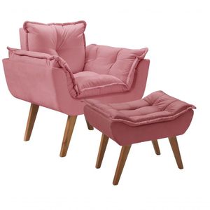 Kit Poltrona Opalla Com Puff Moveis D Salla Rosa