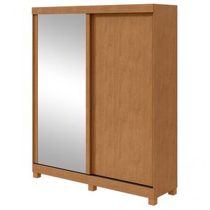Guarda-roupas Casal 2 Portas 2 Gavetas Zeine Com Pés Com Espelho - Lopas Amendoa Clean