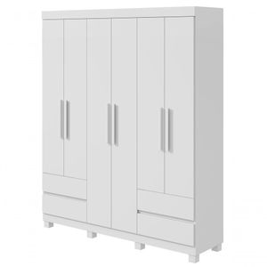 Guarda-roupas 6 Portas 4 Gavetas Com Pés Sem Espelho Zeus - Lopas Branco
