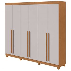 Guarda-roupas Casal Bertha 6 Portas 4 Gavetas Sem Espelho Com Pés - Lopas Amendoa Clean/off White