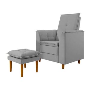 Poltrona Decorativa Amamentação Reforçada Puff Luly Veludo cinza