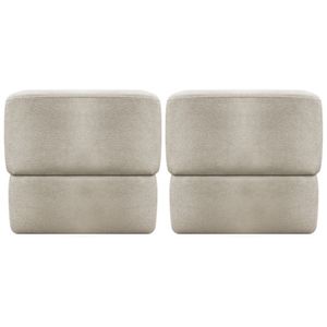 Kit 2 Puff Decorativo Para Sala Aloy Persa Bege Bouclé