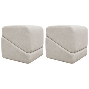 Kit 2 Puff Decorativo Para Sala Sense Boucle Persa Bege Bouclé