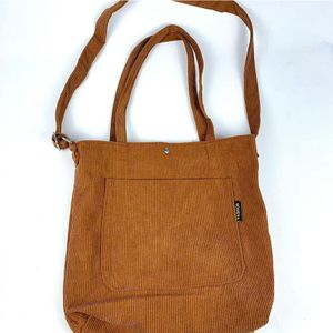 Bolsa Sacola Feminina Veludo Cotelê Casual Escolar Faculdade Bolsa Tote Retrô marrom