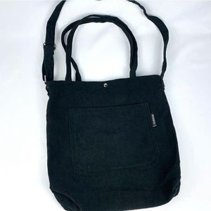 Bolsa Sacola Feminina Veludo Cotelê Casual Escolar Faculdade Bolsa Tote Retrô preto
