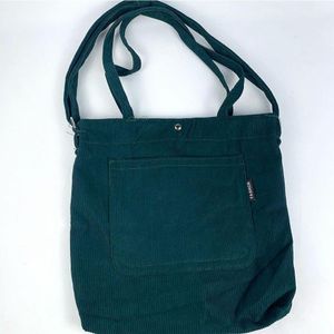 Bolsa Sacola Feminina Veludo Cotelê Casual Escolar Faculdade Bolsa Tote Retrô verde