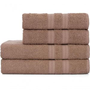 Jogo De Toalhas De Banho 4 Peças 100% Algodão Alta Absorção 2 Banho + 2 Rosto Padrão Hotel Pousada Bege